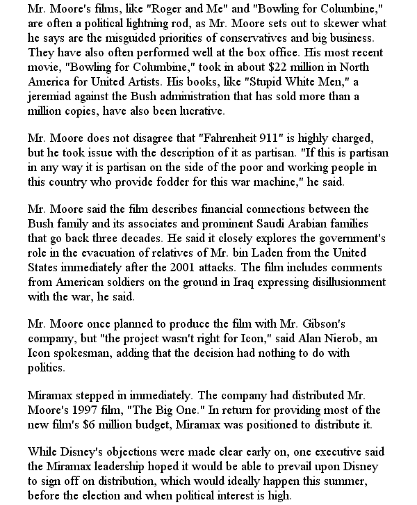 Michael Moore Article